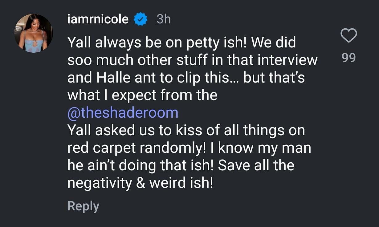 Rashida Nicole’s comment slamming The Shade Room’s “petty” tactics